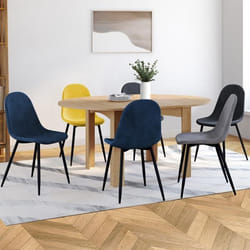 IDMARKET Lot de 6 chaises de salle à manger DALI vintage bleu gris foncé gris clair et jaune