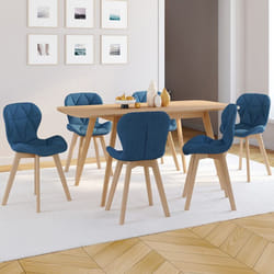 IDMARKET Lot de 4 chaises de salle à manger ROBINE en tissu bleu