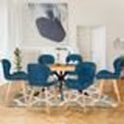 IDMARKET Lot de 6 chaises ROBINE en tissu bleu canard pour salle à manger