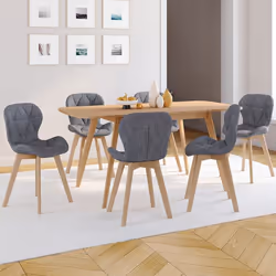 IDMARKET Lot de 6 chaises ROBINE en tissu gris foncé pour salle à manger