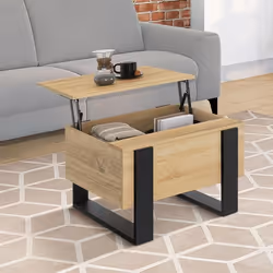 IDMARKET Table basse carrée plateau relevable 70 cm PHOENIX bois et noir
