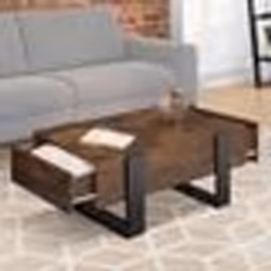IDMARKET Table basse rectangle PHOENIX avec tiroirs 100 cm bois effet vieilli et noir
