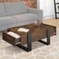 IDMARKET Table basse rectangle PHOENIX avec tiroirs 100 cm bois effet vieilli et noir