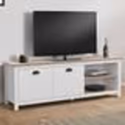 IDMARKET Meuble TV 140 cm campagne ISIS bois et blanc