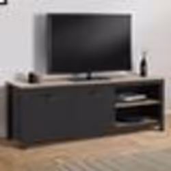 IDMARKET Meuble TV 140 cm campagne ISIS bois et noir