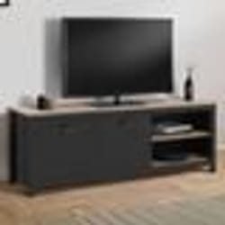 IDMARKET Meuble TV 140 cm campagne ISIS bois et noir