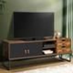 IDMARKET Meuble TV 140 cm CHICAGO 2 portes et tiroirs design industriel