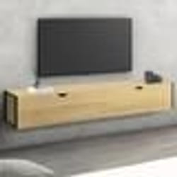 IDMARKET Meuble TV 180 cm suspendu DETROIT 2 portes design industriel