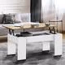 IDMARKET Table basse plateau relevable rectangulaire TARA bois blanc et imitation hêtre