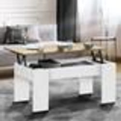 IDMARKET Table basse plateau relevable rectangulaire TARA bois blanc et imitation hêtre