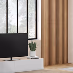 IDMARKET Panneaux acoustiques muraux tasseaux de bois 250 x 60 cm lattes finition chêne clair fond noir