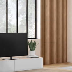 IDMARKET Panneaux acoustiques muraux tasseaux de bois 250 x 60 cm lattes finition chêne clair fond noir
