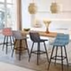 IDMARKET Lot de 4 tabourets de bar MADY en velours mix color pastel bleu gris clair gris foncé rose