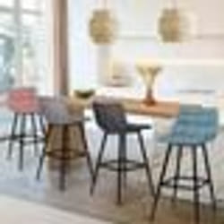 IDMARKET Lot de 4 tabourets de bar MADY en velours mix color pastel bleu gris clair gris foncé rose