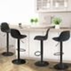 IDMARKET Lot de 4 tabourets de bar KARL design noir pied noir