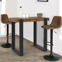 IDMARKET Table haute de bar PHOENIX bois foncé effet vieilli et noir 90 cm