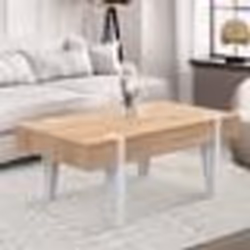 IDMARKET Table basse 1 tiroir AUSTRIA bois pied épingle blanc