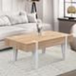 IDMARKET Table basse 1 tiroir AUSTRIA bois pied épingle blanc