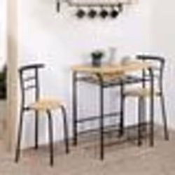 IDMARKET Ensemble table LYNETH 2 personnes + 2 chaises bois et métal noir