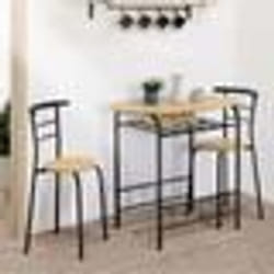 IDMARKET Ensemble table LYNETH  2 personnes + 2 chaises bois et métal noir