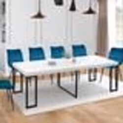 IDMARKET Table console extensible 10 personnes 235 cm plateau effet marbre blanc ALASKA