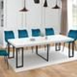 IDMARKET Table console extensible 10 personnes 235 cm plateau effet marbre blanc ALASKA