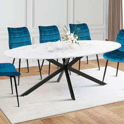 Table à manger ovale fixe - IDMARKET - ALIX - Mabre et noir - 10 personnes - 200 cm