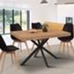 IDMARKET Table à manger rectangle ALIX 6 personnes pied araignée bois et noir 110 cm