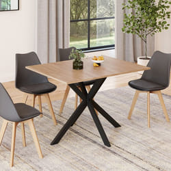 Table à manger rectangle fixe - IDMARKET - ALIX - Bois et noir - 6 personnes - 110 cm