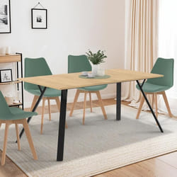 IDMARKET Table à manger rectangle YSEULT 8 personnes bois et noir design industriel 160 cm