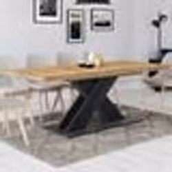 IDMARKET Table à manger extensible rectangle ALICIA 6-10 personnes bois et noir 160-200 cm