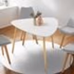 IDMARKET Table à manger GAIA 4 personnes plateau blanc pieds bois 110 cm
