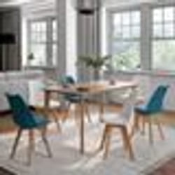 IDMARKET Lot de 6 chaises scandinaves SARA mix color bleu canard x3 et blanc x3