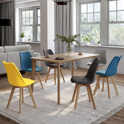 IDMARKET Lot de 6 chaises de salle à manger SARA scandinaves bleu x2 gris clair gris foncé x2 jaune