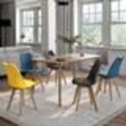 IDMARKET Lot de 6 chaises scandinaves SARA mix color bleu x2 gris clair gris foncé x2 jaune