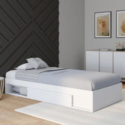 IDMARKET Cadre de lit simple SALEM avec rangement et sommier 90 x 190 CM blanc