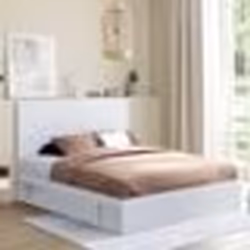 IDMARKET Lit double MELSA avec rangements tête de lit et sommier 140 x 190 cm blanc
