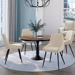 IDMARKET Lot de 4 chaises THALYA en velours beige avec accoudoirs