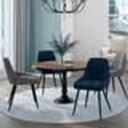 IDMARKET Lot de 4 chaises THALYA en velours mix color bleu x2 gris clair gris foncé avec accoudoirs