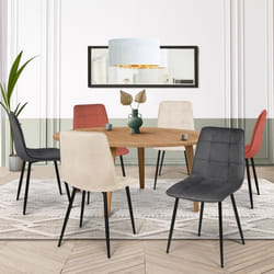 IDMARKET Lot de 6 chaises de salle à manger MILA assise matelassée terracotta gris et beige