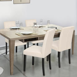 IDMARKET Lot de 4 chaises de salle à manger POLGA en tissu beige