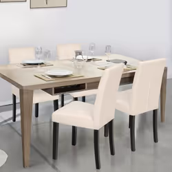 IDMARKET Lot de 4 chaises POLGA capitonnées en velours beige pieds noirs