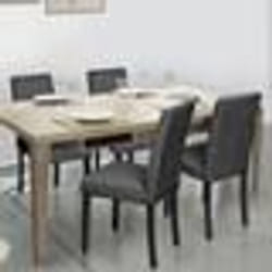 IDMARKET Lot de 4 chaises POLGA capitonnées en velours gris pieds noirs