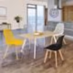 IDMARKET Lot de 4 chaises MANDY mix color noir gris clair blanc et jaune