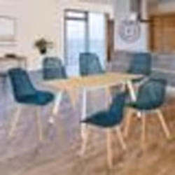 IDMARKET Lot de 6 chaises MANDY bleu canard pour salle à manger