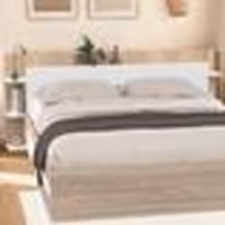 IDMARKET Tête de lit sur pied CIRI pour lit 140 et 160 cm avec rangements blanc et bois