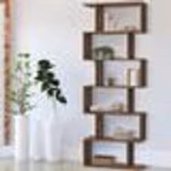 IDMARKET Etagère bibliothèque SOFIA forme S effet noyer 189 cm
