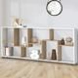 IDMARKET Étagère à double position TANIA bois imitation blanc et hêtre L 161 cm