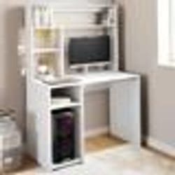 IDMARKET Bureau avec étagères de rangement DAN blanc