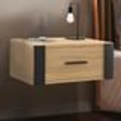 IDMARKET Lot de 2 tables de chevet murales ONYX 1 tiroir étagère suspendue bois et noir